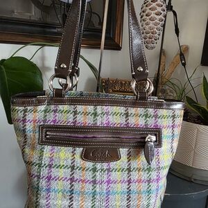 Coach Multicolor Plaid Tote Bag